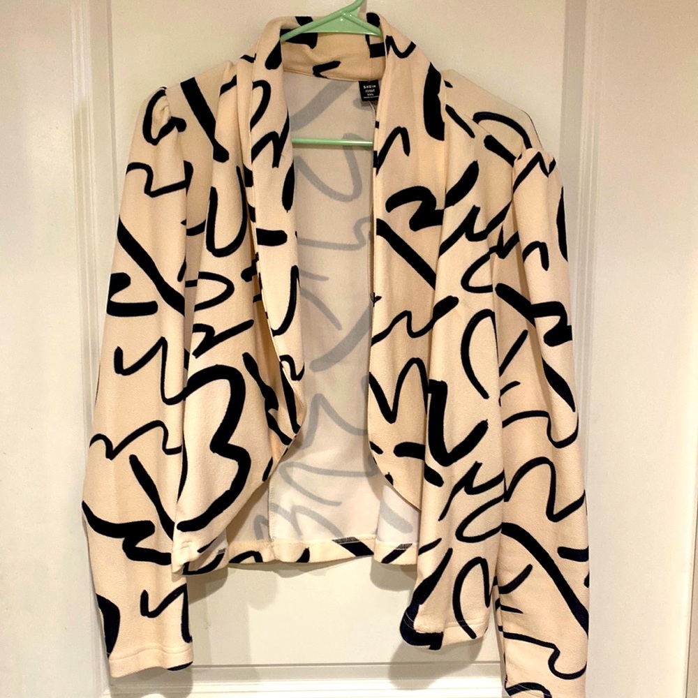 Black and off white blazer cardigan